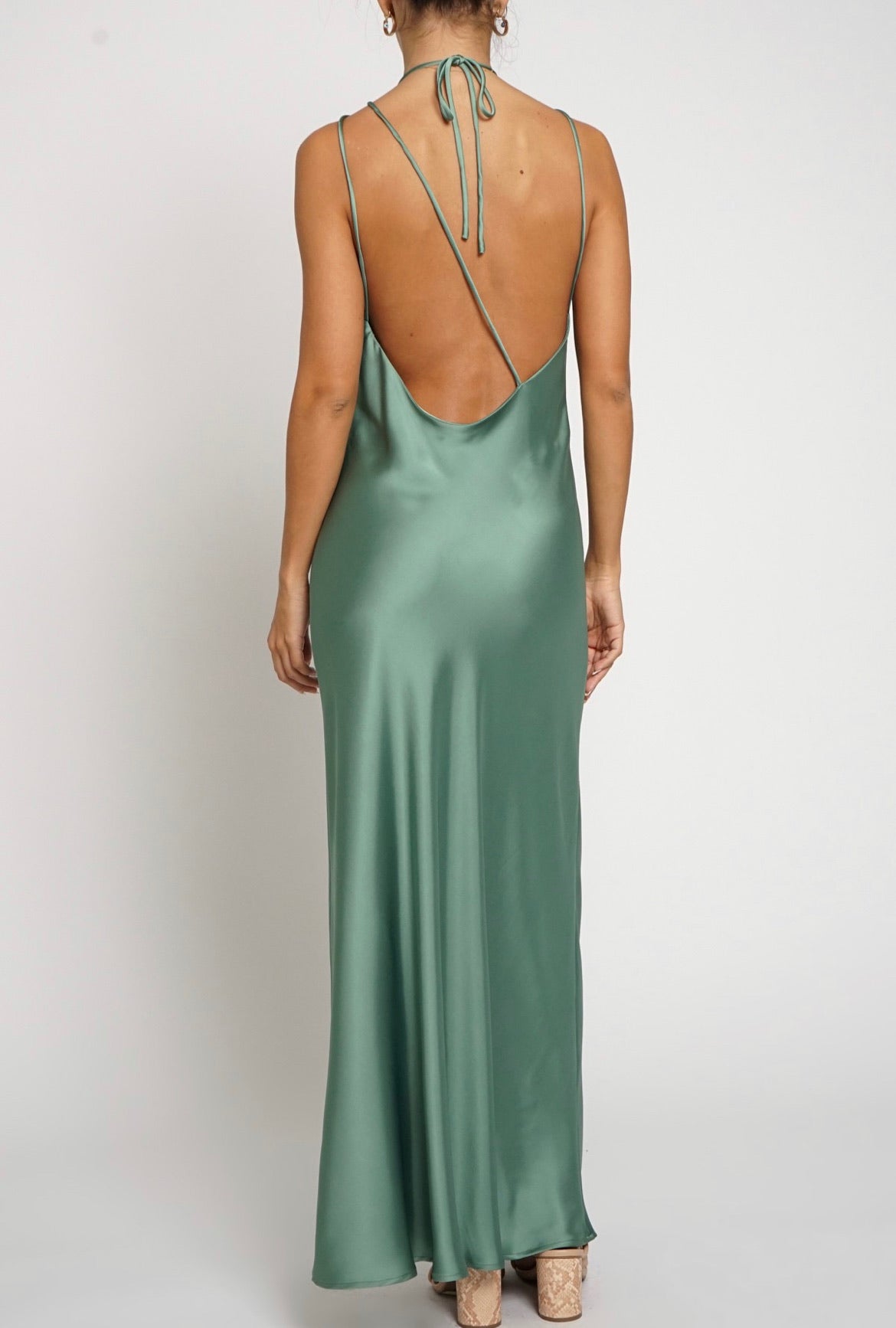 Strappy Satin Maxi Dress