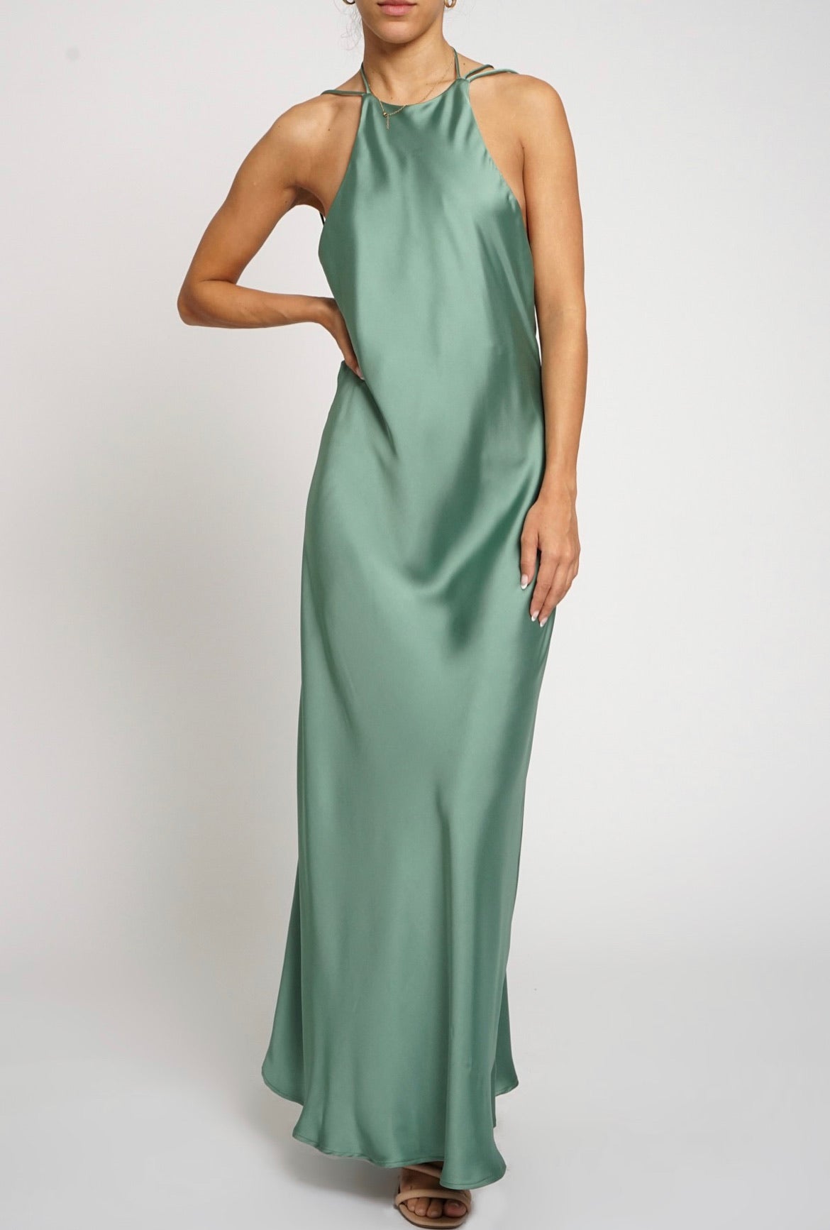 Strappy Satin Maxi Dress