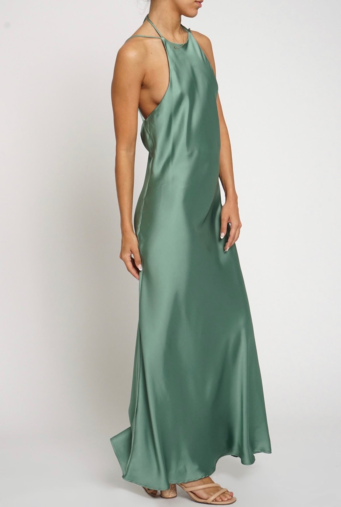 Strappy Satin Maxi Dress